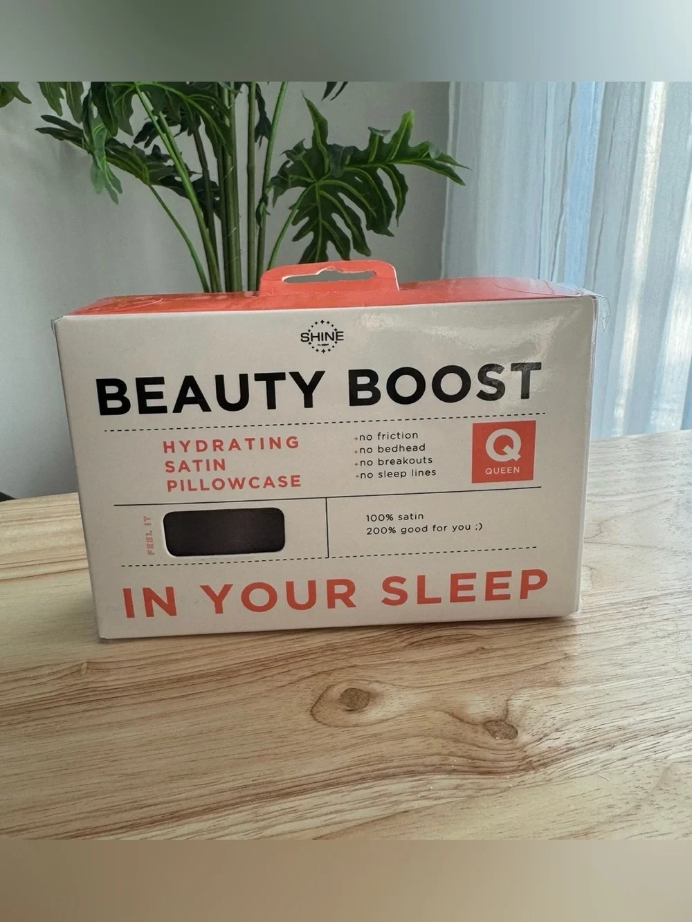 Shine Beauty Boost Black Satin Queen Pillowcase